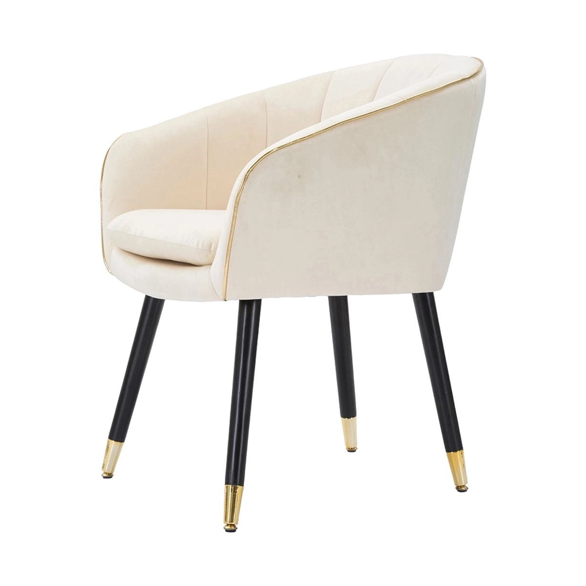 Paris Velvet Upholstered Poltrona Sedia with Gold Trim — 5