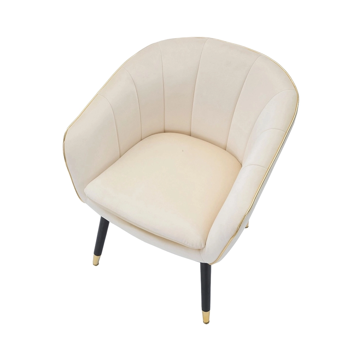 Paris Velvet Upholstered Poltrona Sedia with Gold Trim — 6