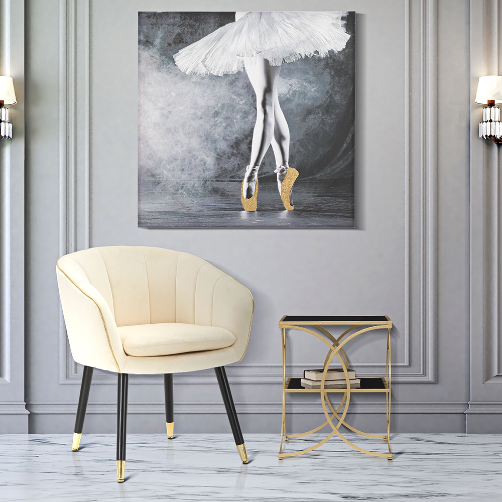 Paris Velvet Upholstered Poltrona Sedia with Gold Trim — 2