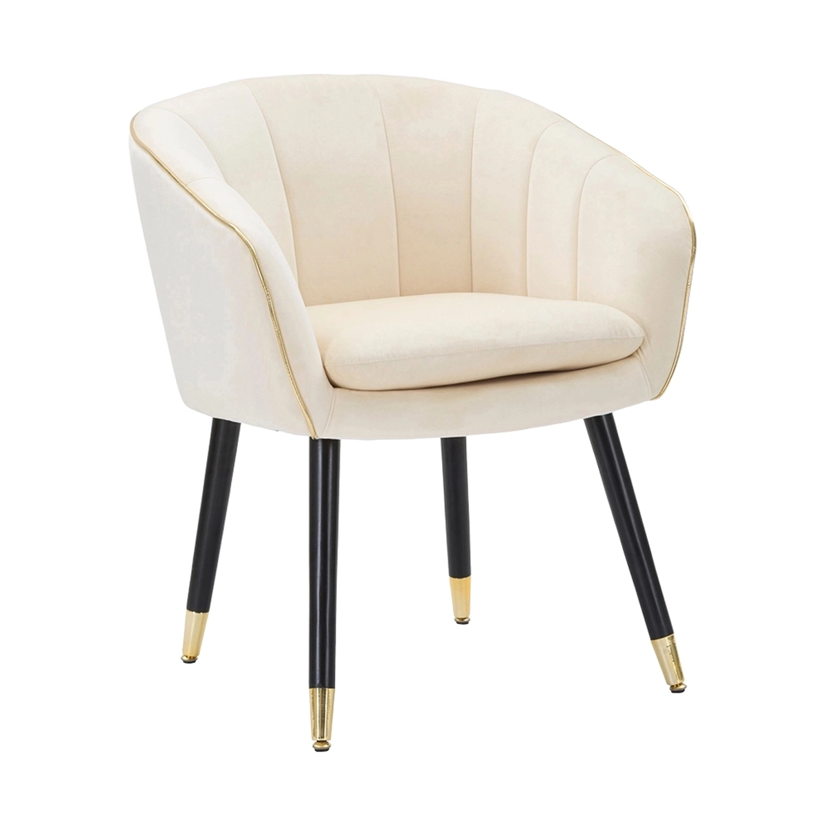 Paris Velvet Upholstered Poltrona Sedia with Gold Trim — 3