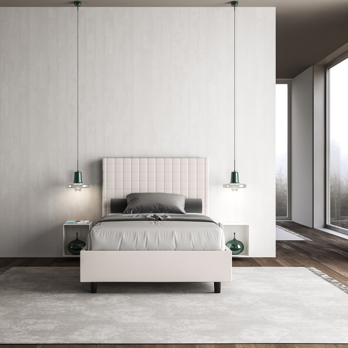 Small double storage bed 120x190 cm faux leather Sunny P — 3