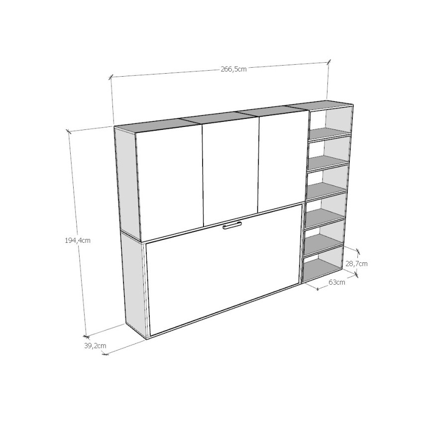 Kando G horizontal single foldaway bed with wardrobe Itamoby — 11