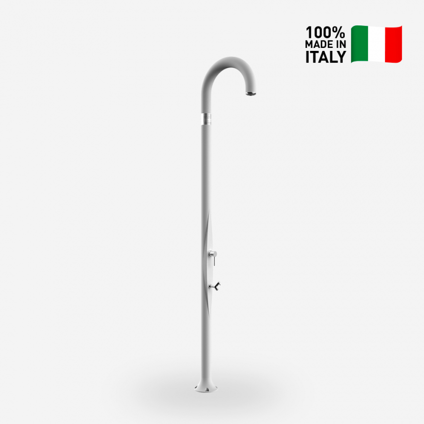 Modern design outdoor shower with mixer and foot wash Arkema Design Funny Yin T125 — 2