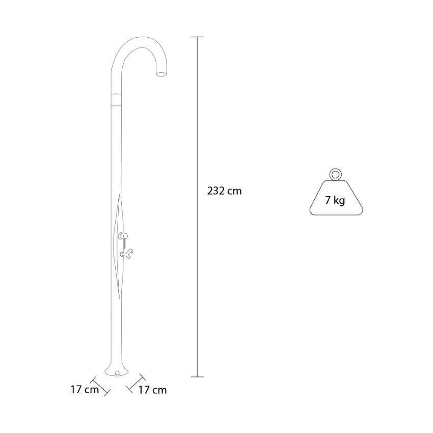 Modern design outdoor shower with mixer and foot wash Arkema Design Funny Yin T125 — 7