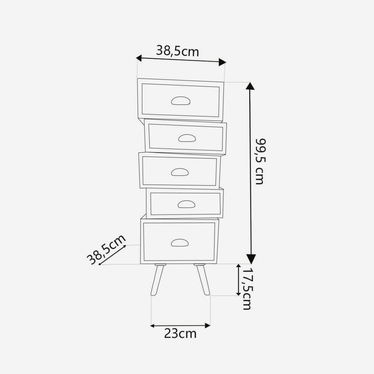 Colorado Cosma 5-Drawer Slim Wooden Vertical Chest of Drawers — 6