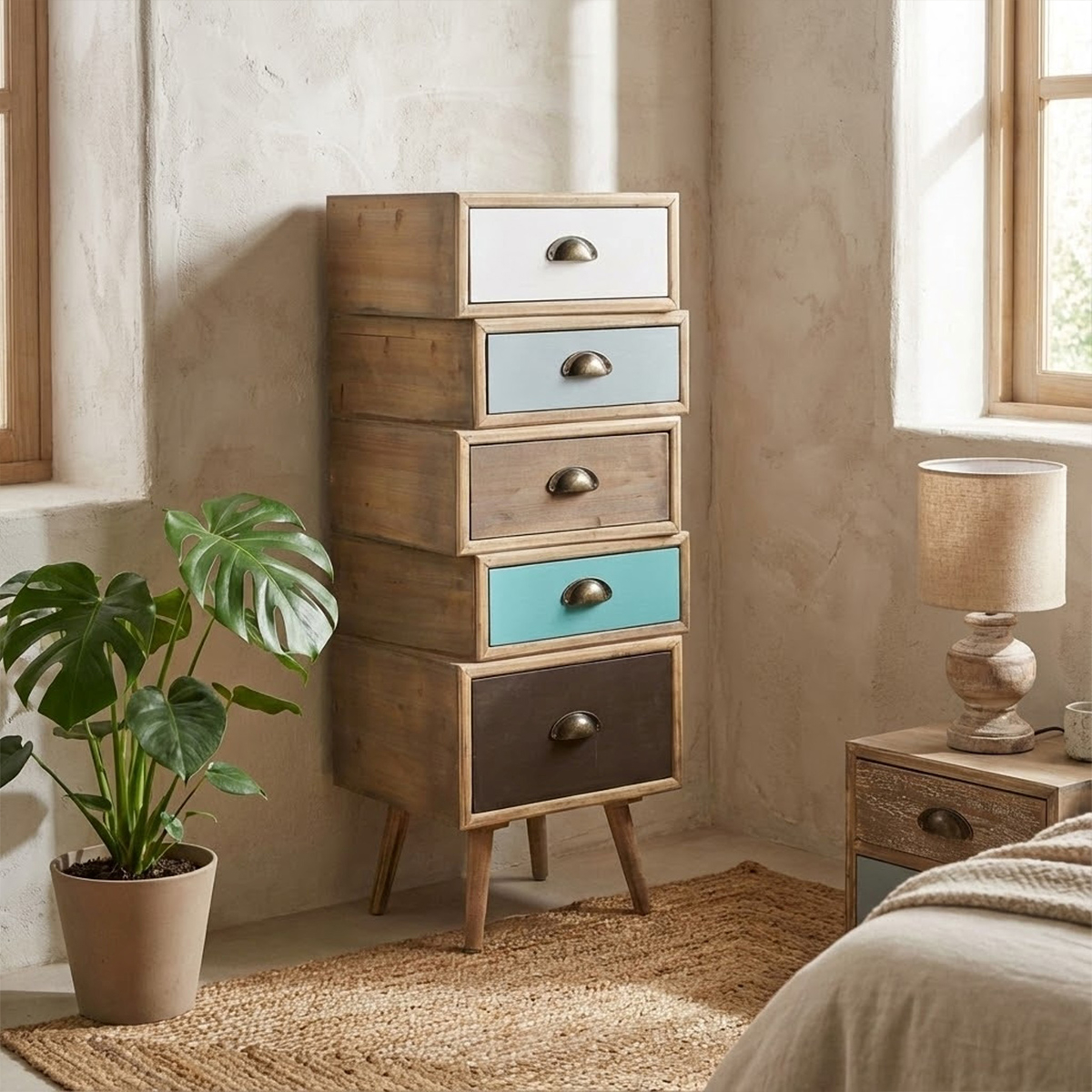 Colorado Cosma 5-Drawer Slim Wooden Vertical Chest of Drawers — 3