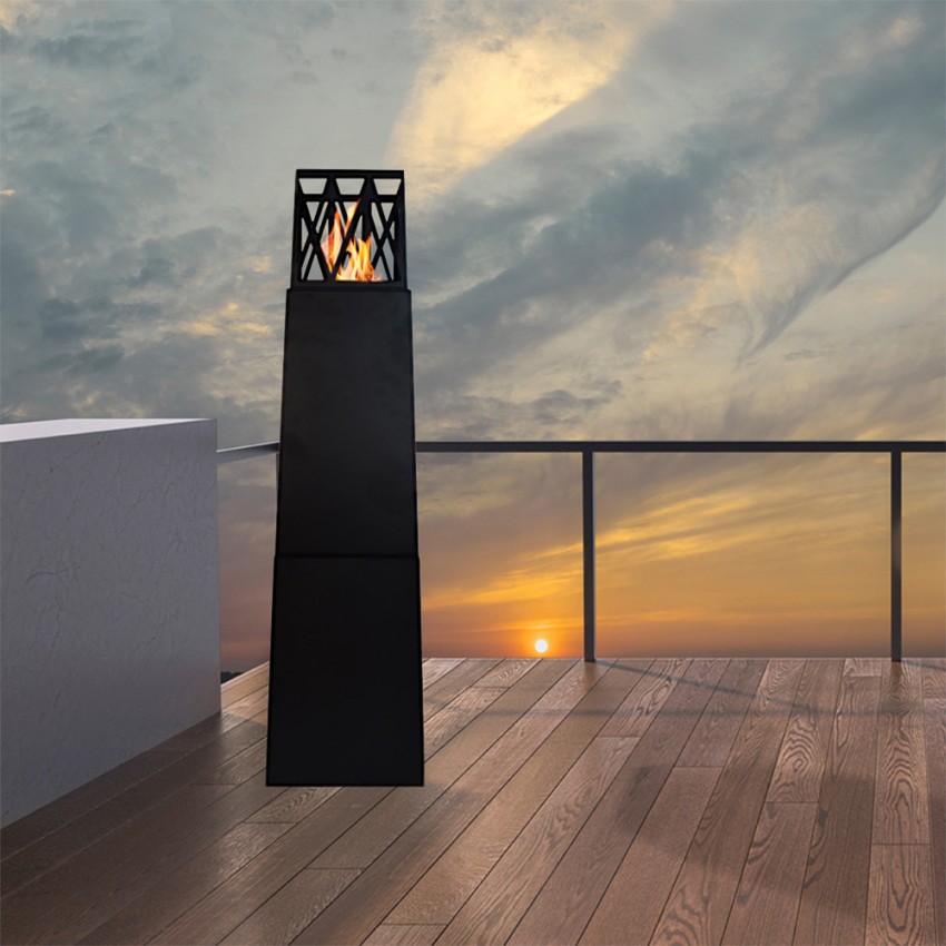 Divina Fire Vulcano Freestanding Column Bioethanol Fireplace for Garden — 2