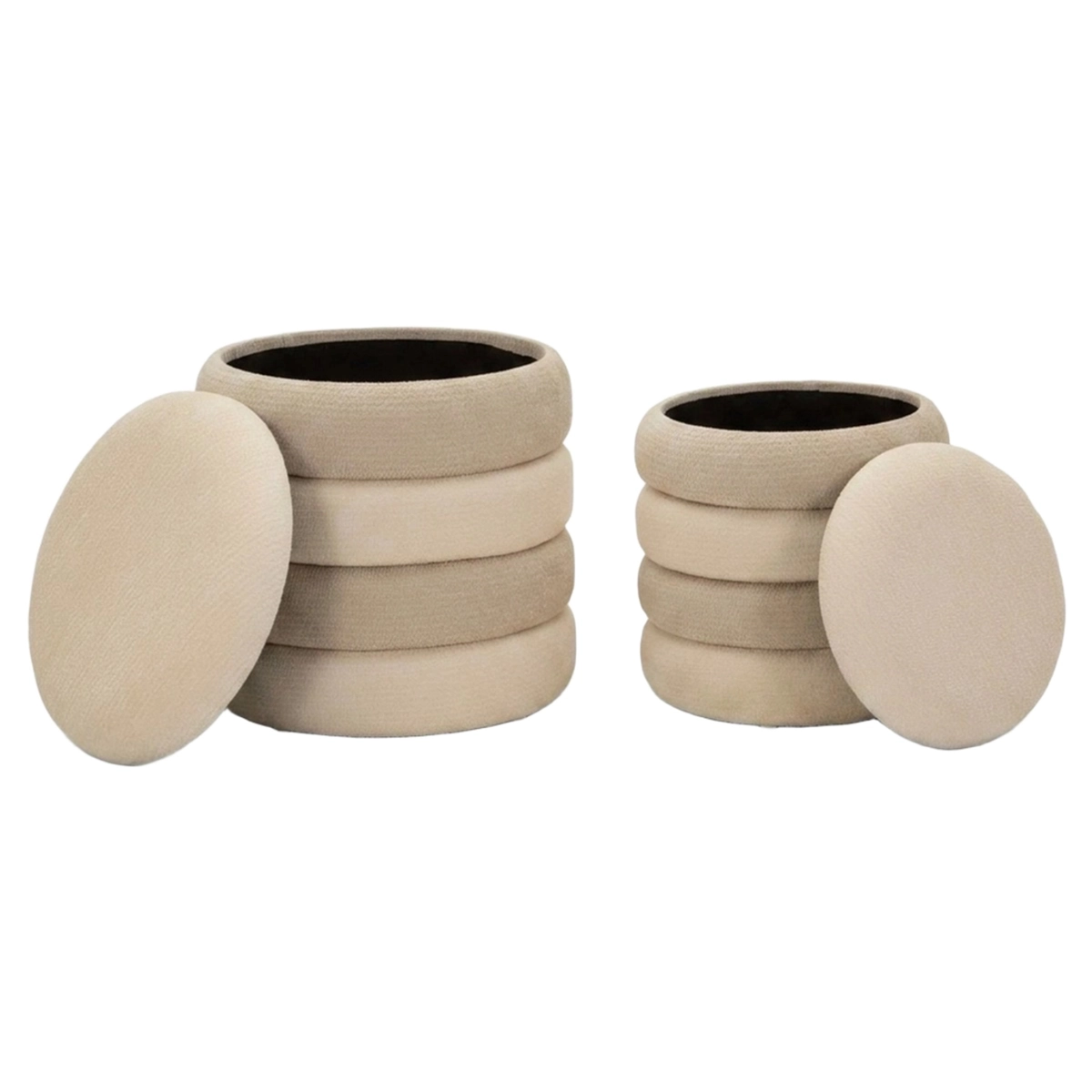 Warsaw Duo Set of 2 Round Padded Storage Poufs Mauro Ferretti — 3