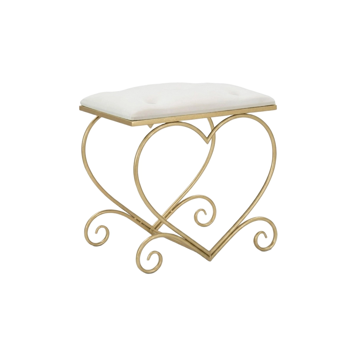Heart Padded Stool in Metal and Velvet Effect Fabric — 1
