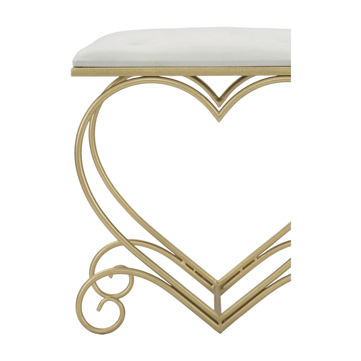 Heart Padded Stool in Metal and Velvet Effect Fabric — 4