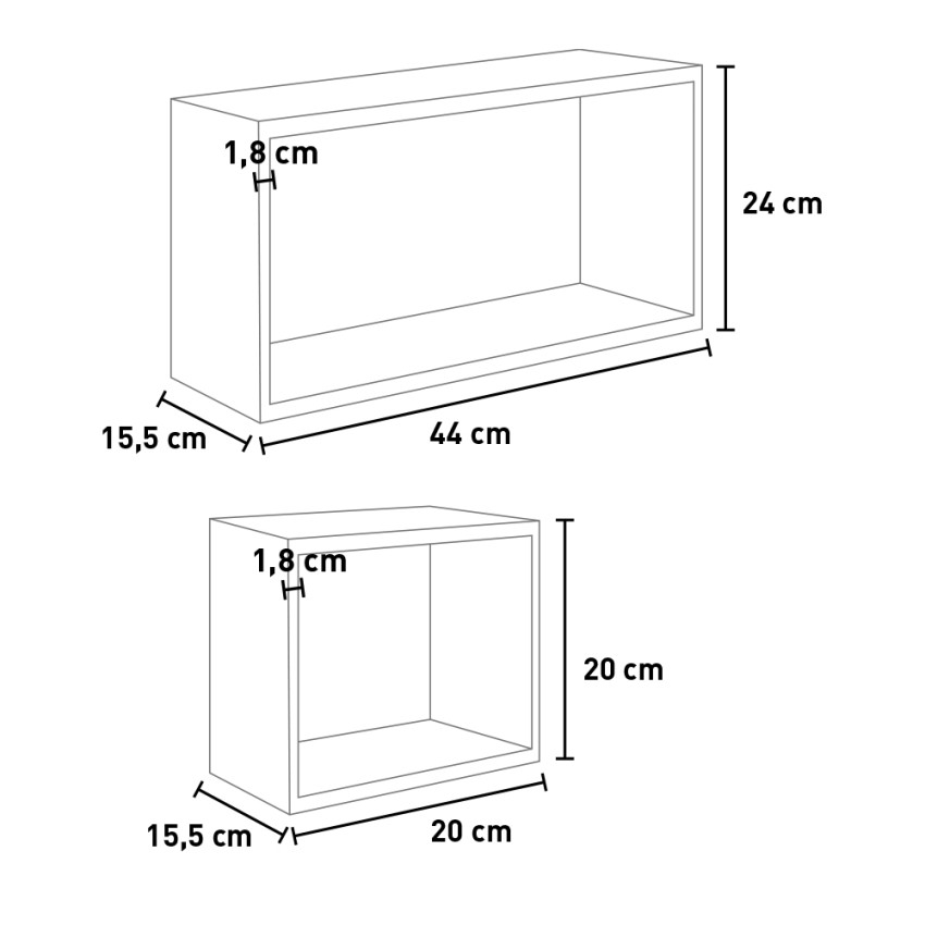 Set of 3 modern cube and rectangular wall shelves Tribù — 4