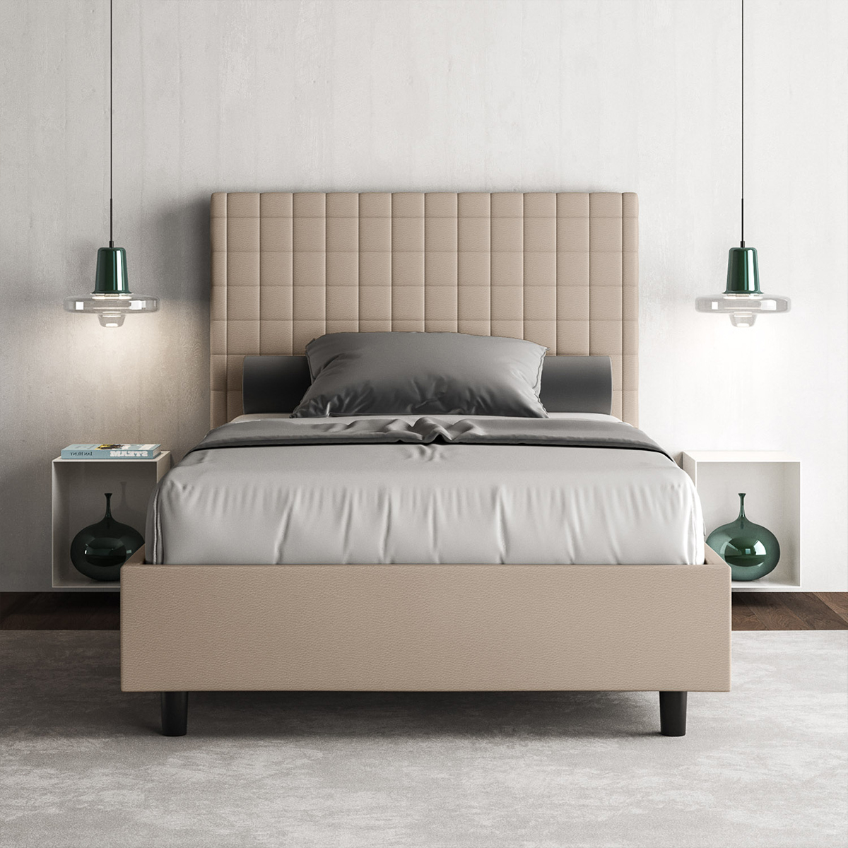 Small double bed 120x200 Sunny P1 Itamoby with storage — 4