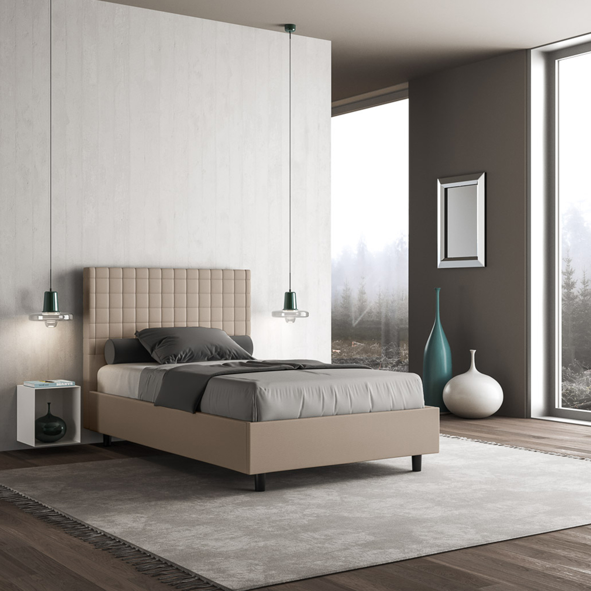 Small double bed 120x200 Sunny P1 Itamoby with storage — 2