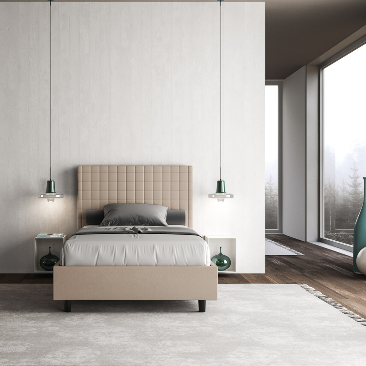 Small double bed 120x200 Sunny P1 Itamoby with storage — 3