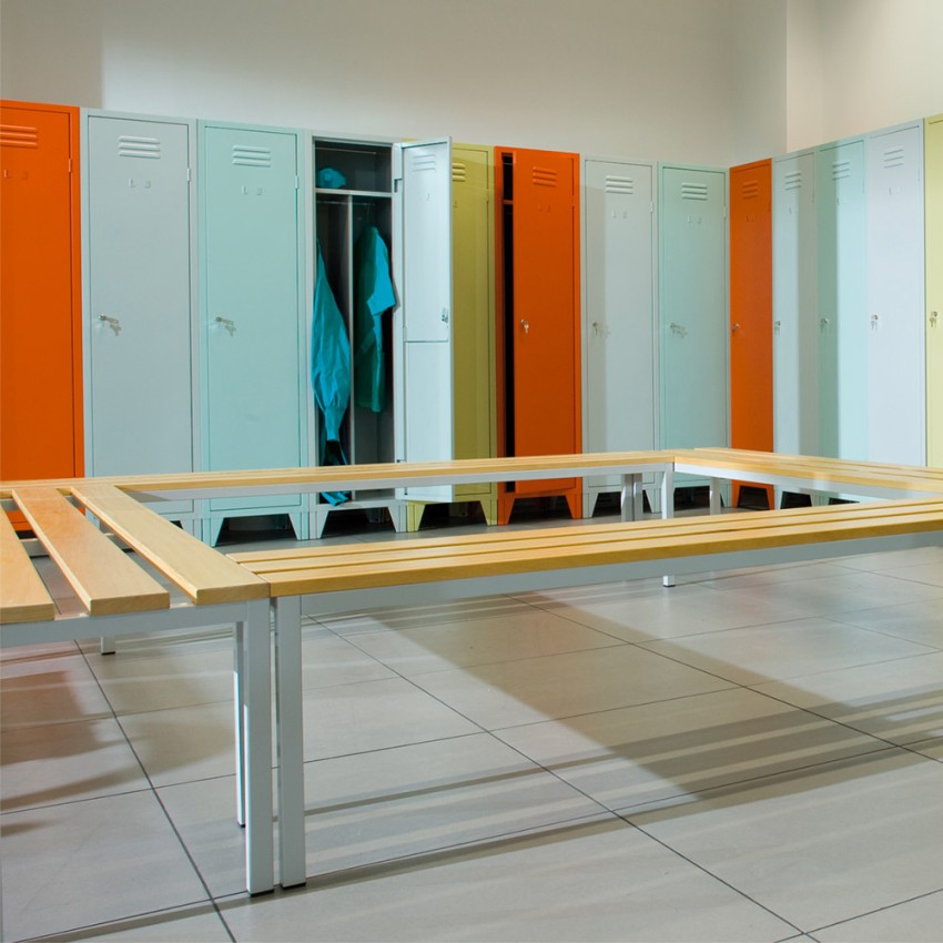 Changing room bench 4 seats 150x37x43cm wood steel Sit M Armet — 3