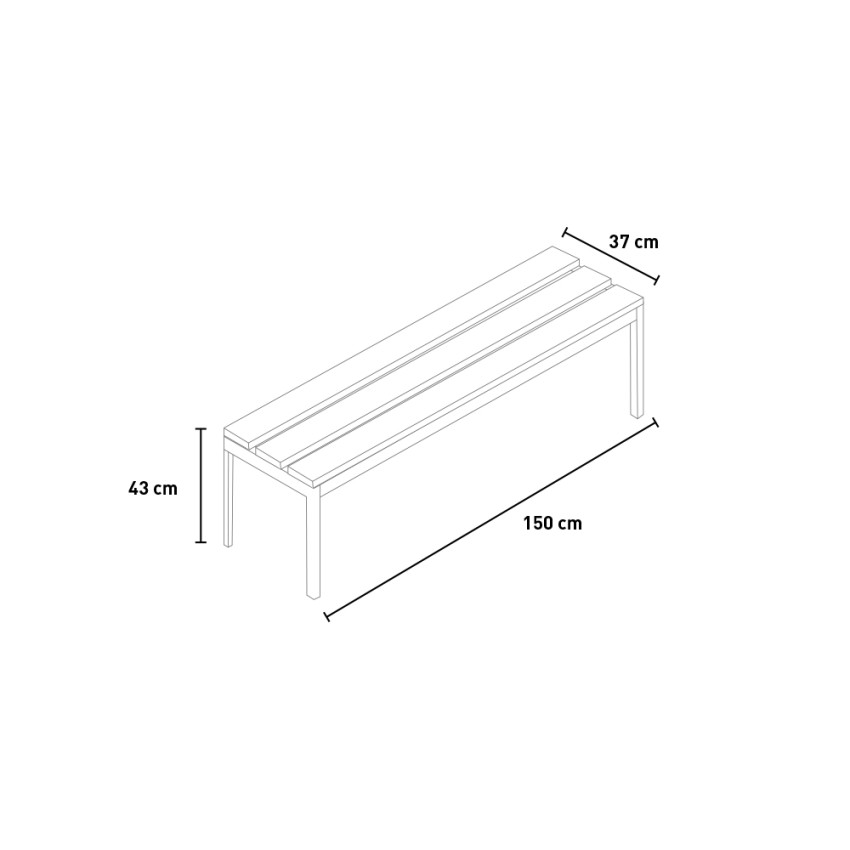Changing room bench 4 seats 150x37x43cm wood steel Sit M Armet — 6