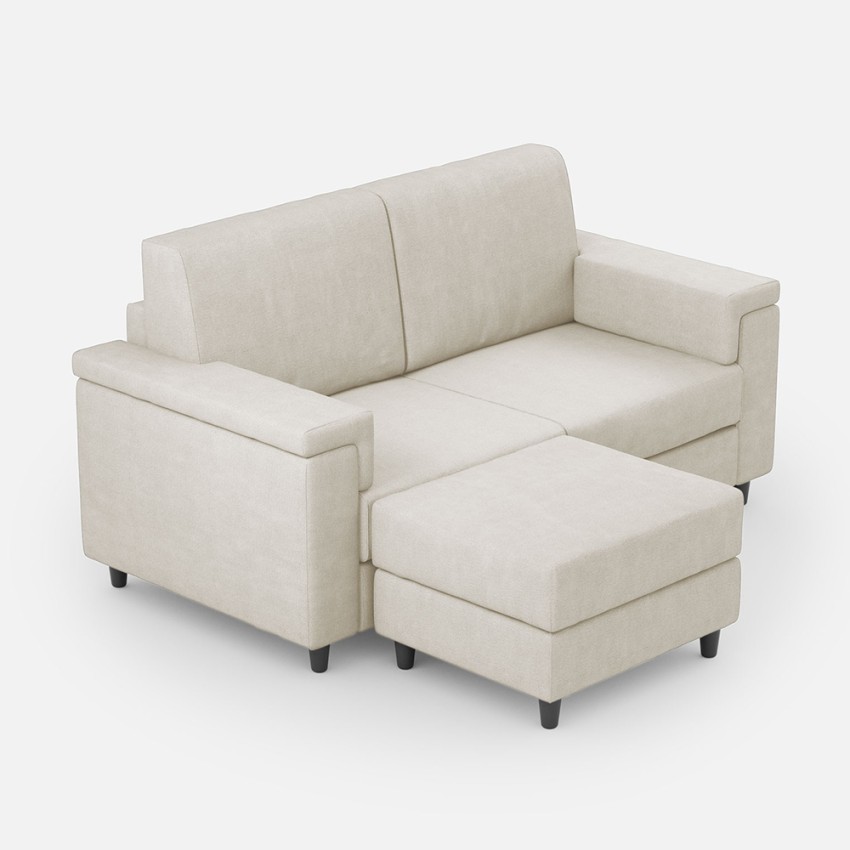 Marrak 120P 2-Seater Fabric Sofa with Matching Ottoman Pouf — 3