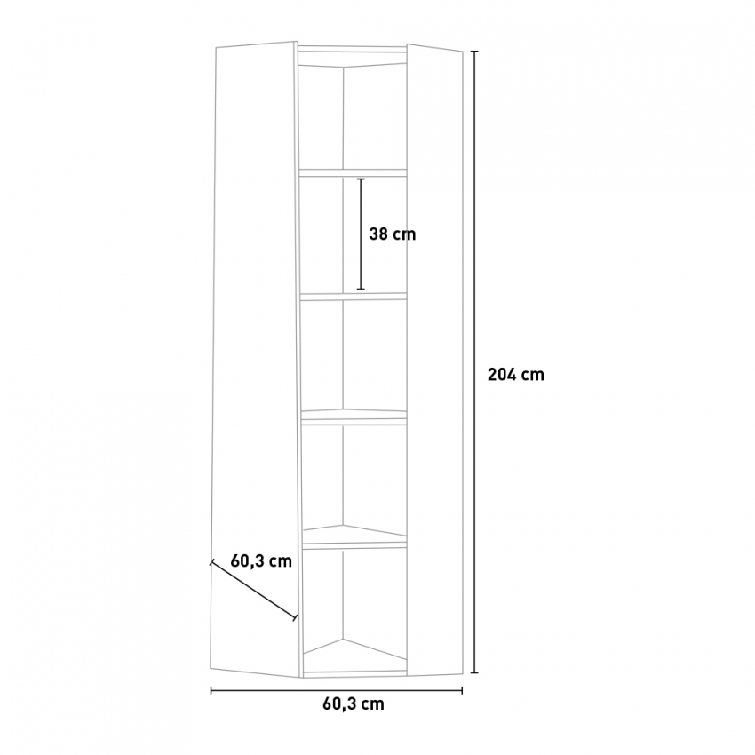 Modern 5-Shelf Corner Bookcase Concrete Grey Kato Angolo A — 3
