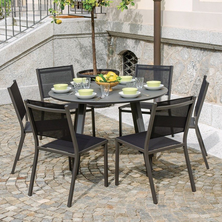 Modern Round Outdoor Dining Table Anthracite 120cm Akron Kedels — 2