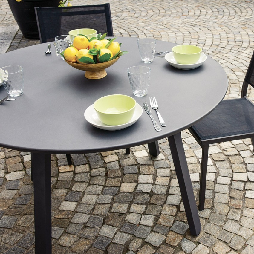 Modern Round Outdoor Dining Table Anthracite 120cm Akron Kedels — 3