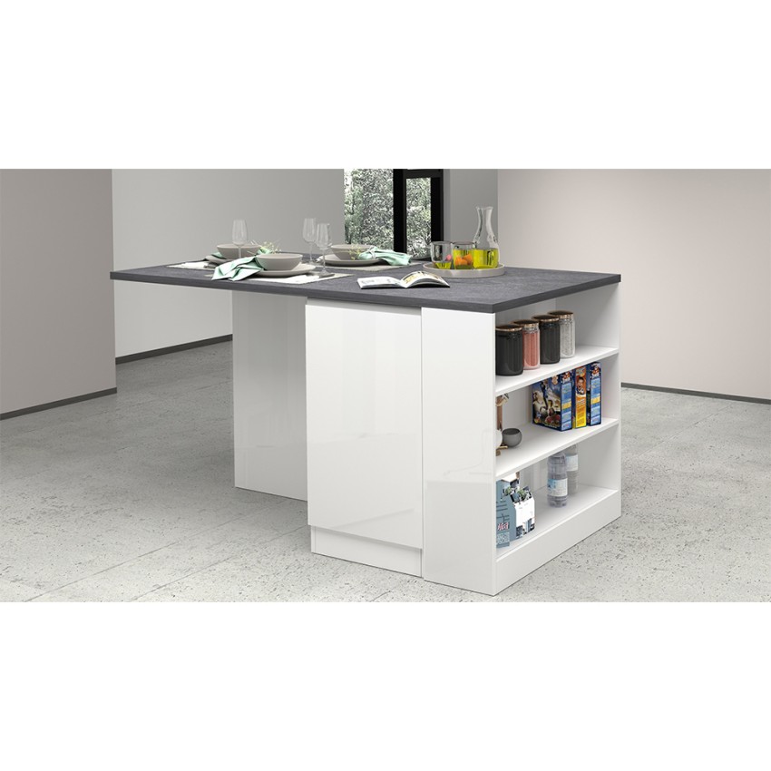Modern Kitchen Island with Table and 2 Doors 160x90cm Grover — 9