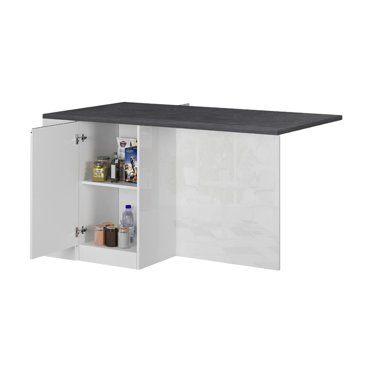 Modern Kitchen Island with Table and 2 Doors 160x90cm Grover — 3