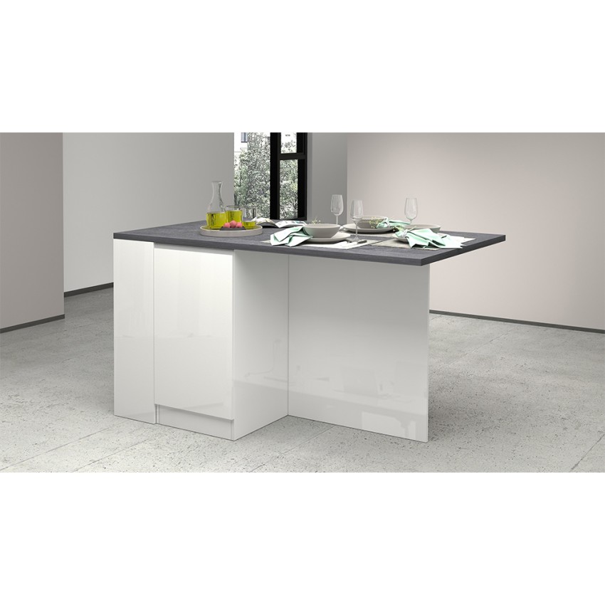 Modern Kitchen Island with Table and 2 Doors 160x90cm Grover — 8