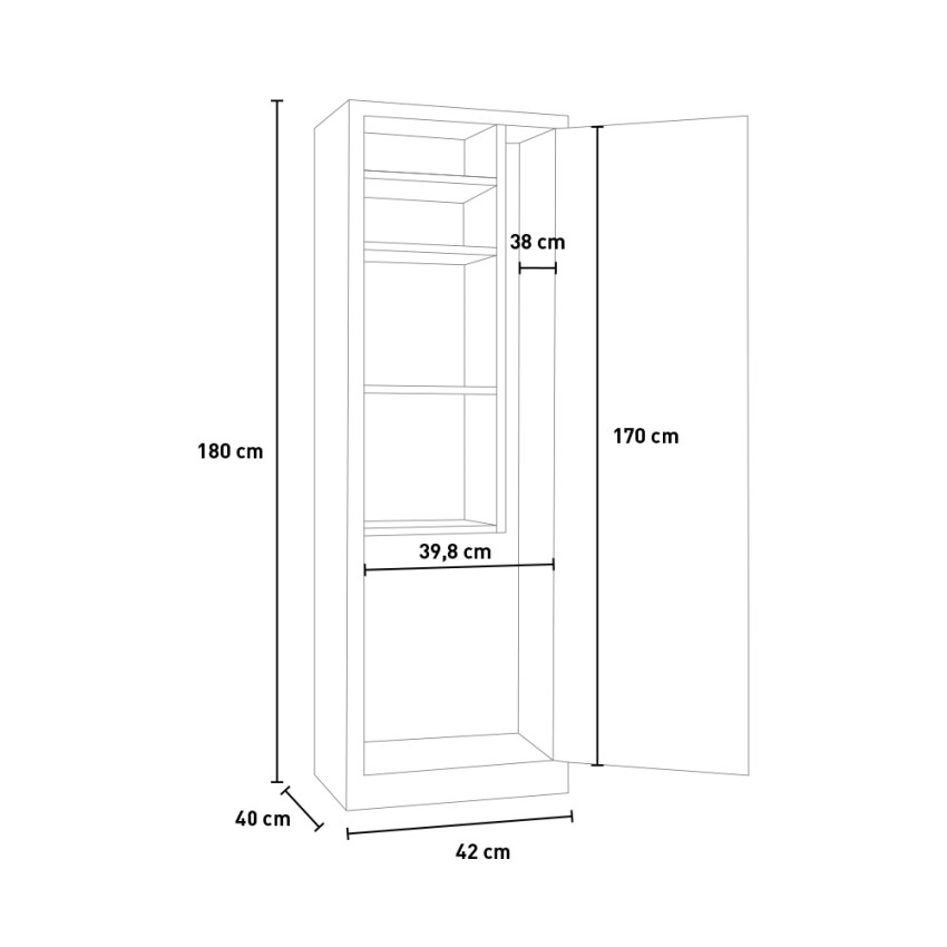 Metal Broom Utility Storage Cabinet with Lock 1 Door 4 Shelves Mopp — 4