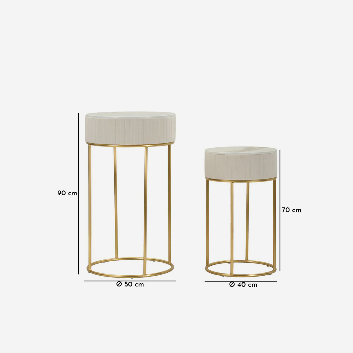 Wedding Rotondi Set of 2 Tall Round Side Tables in Legno and Metal — 3