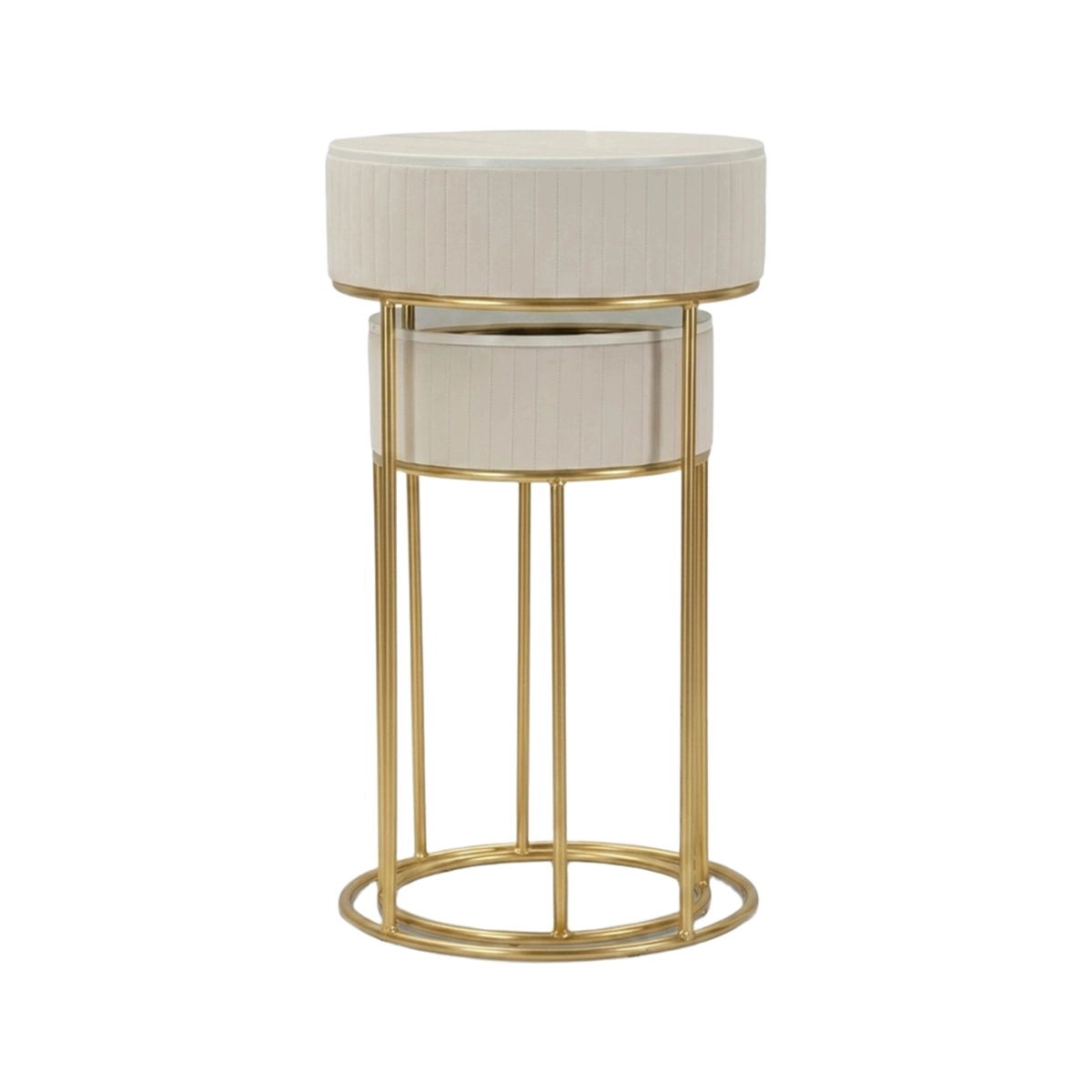 Wedding Rotondi Set of 2 Tall Round Side Tables in Legno and Metal — 5
