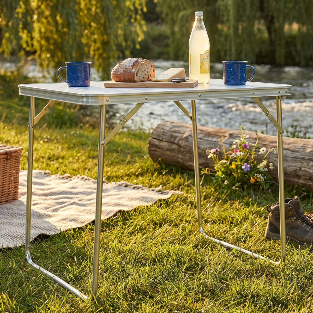 Cosma Folding Camping Table in Steel and MDF 80x60 cm — 3