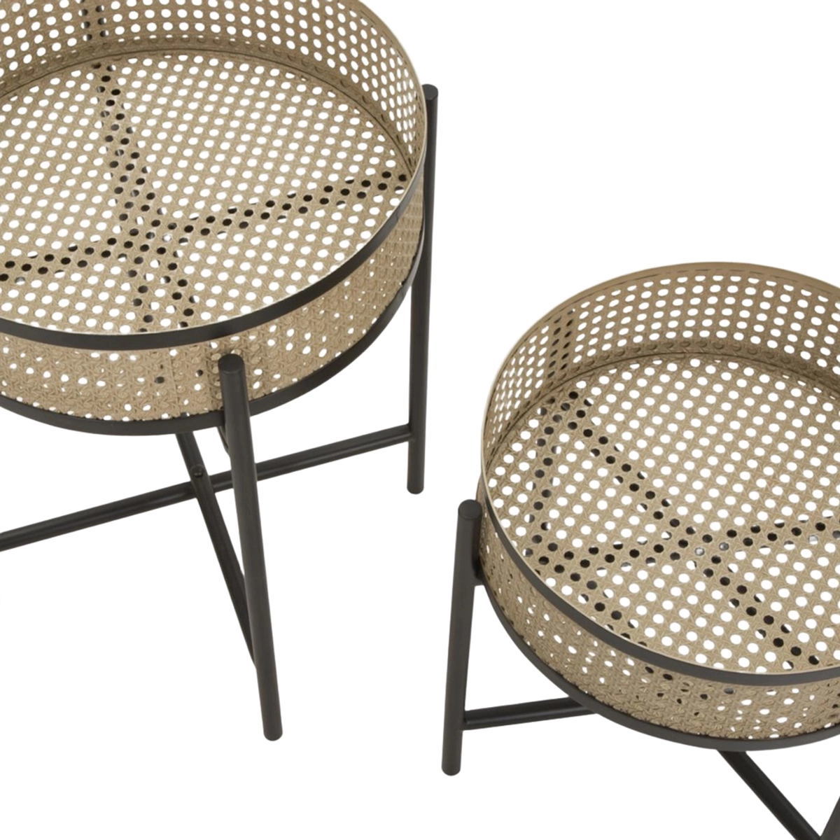 Set of 2 round metal plant stand side tables Fuji — 5