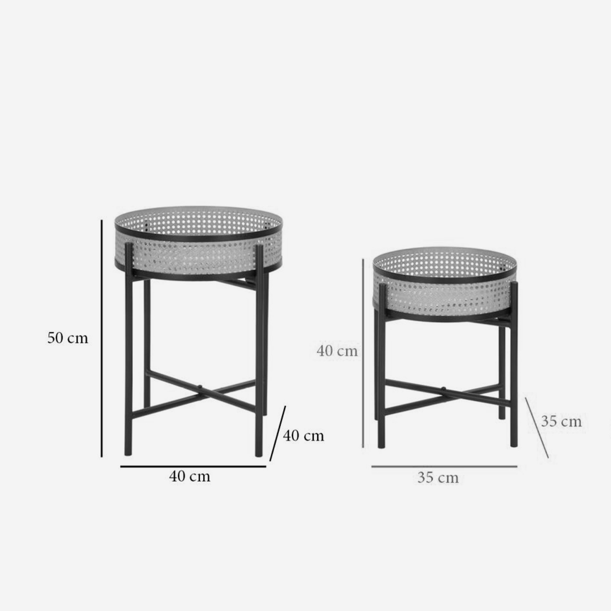 Set of 2 round metal plant stand side tables Fuji — 3