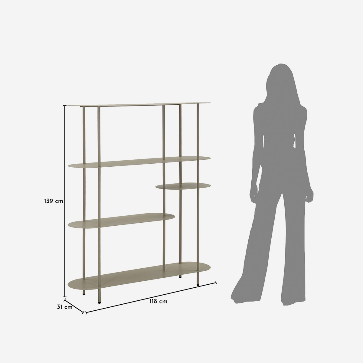 Saturno Modern Metal Bookcase with 5 Shelves — 6