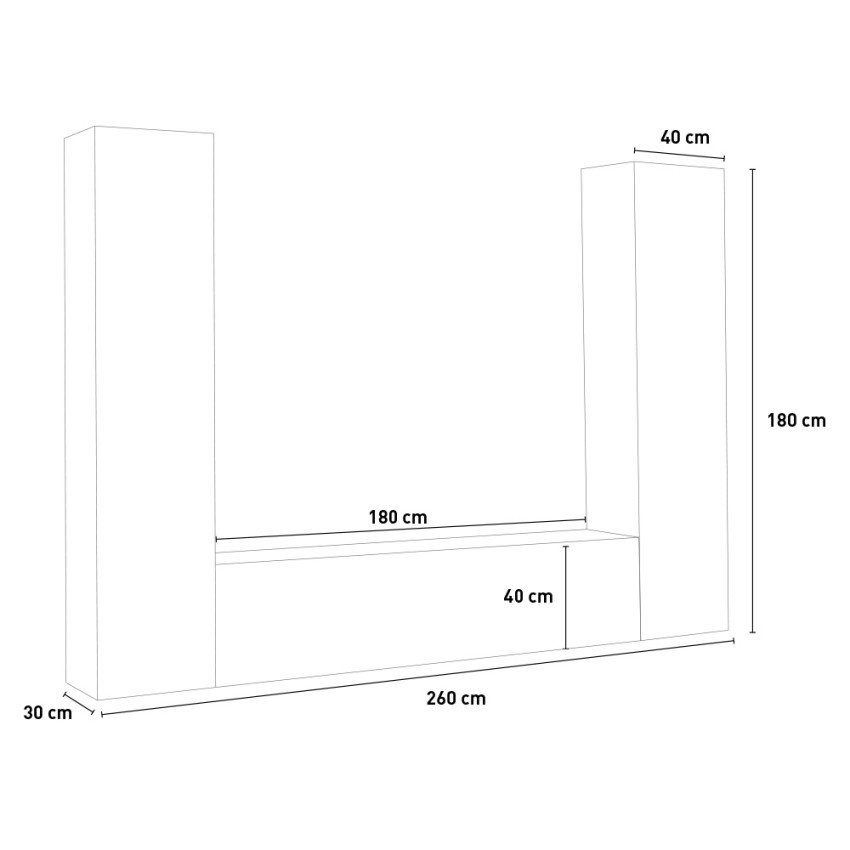 Modern Grey Floating Wall Unit with TV Stand and 2 Cabinets Vibe RT — 7