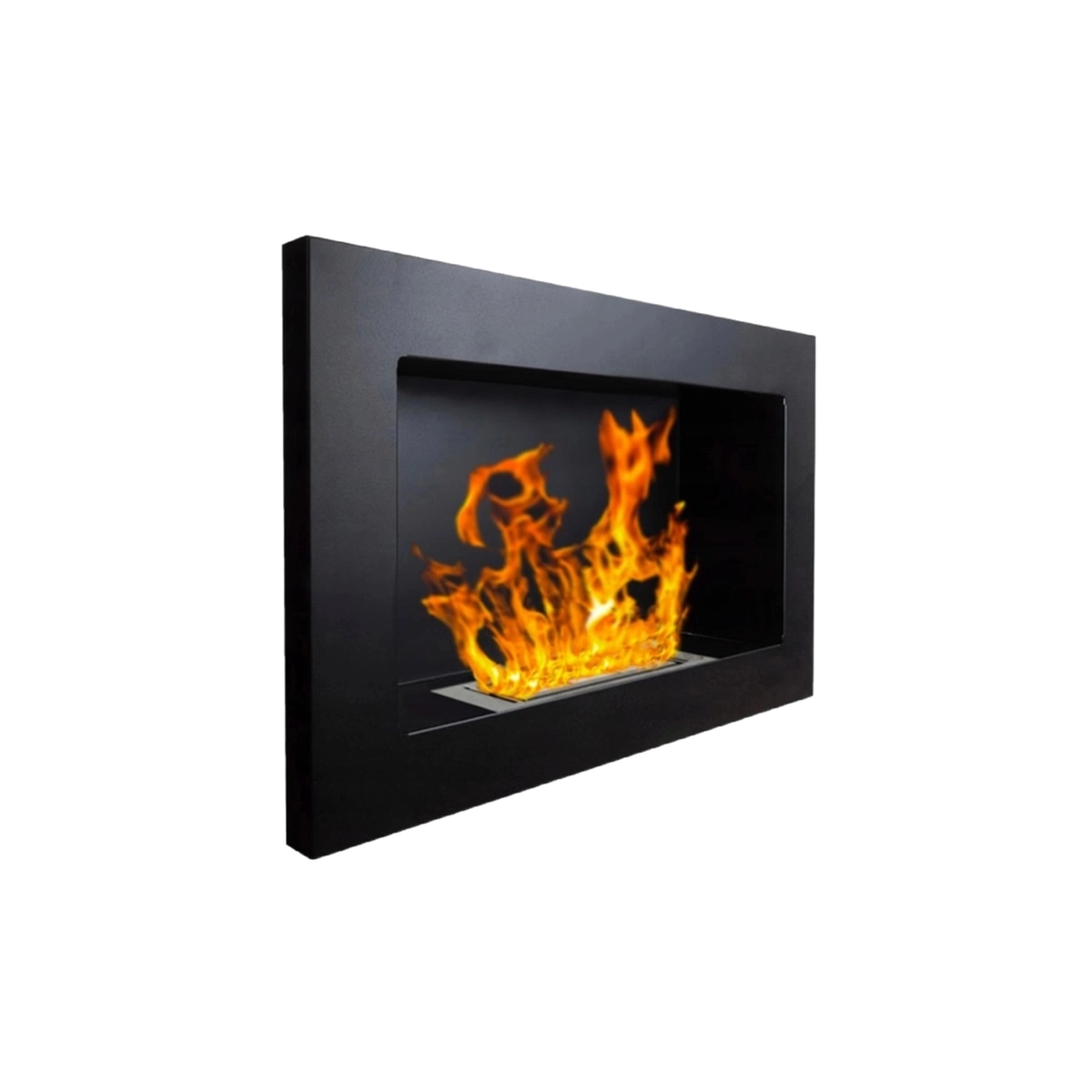 Black Wall-Mounted and Recessed Bioethanol Fireplace 65x40 cm — 1