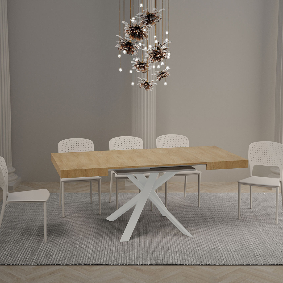 Clerk Extendable Square Dining Table 90x90 to 194 cm for 8 People — 2