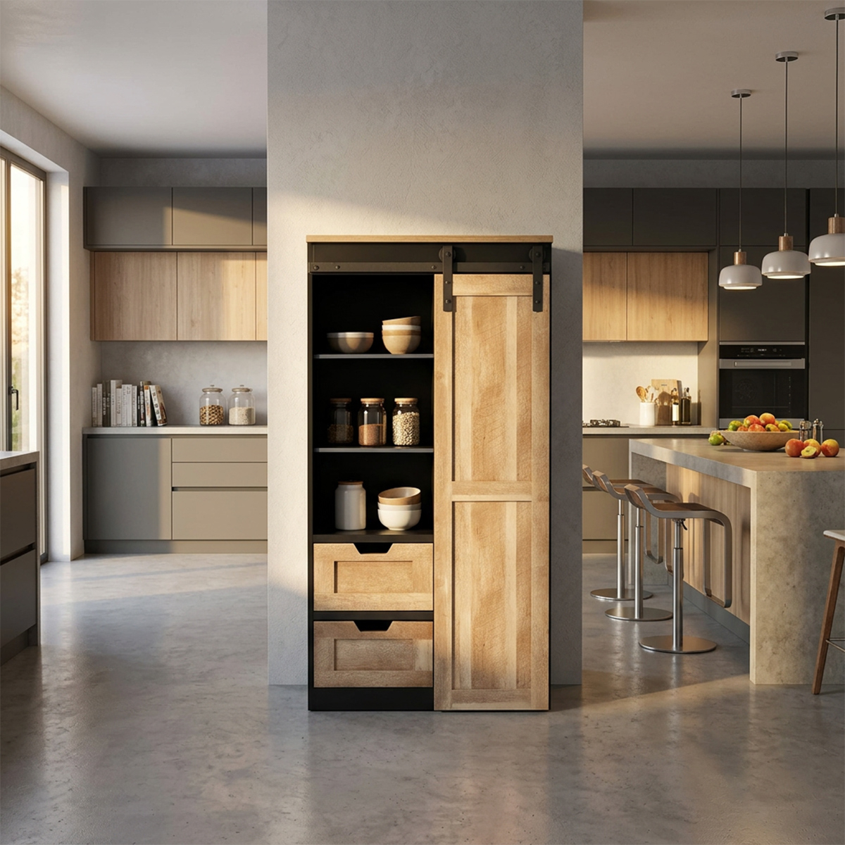Jamar Industrial Style Space-Saving Wood and Steel Multipurpose Cabinet — 3