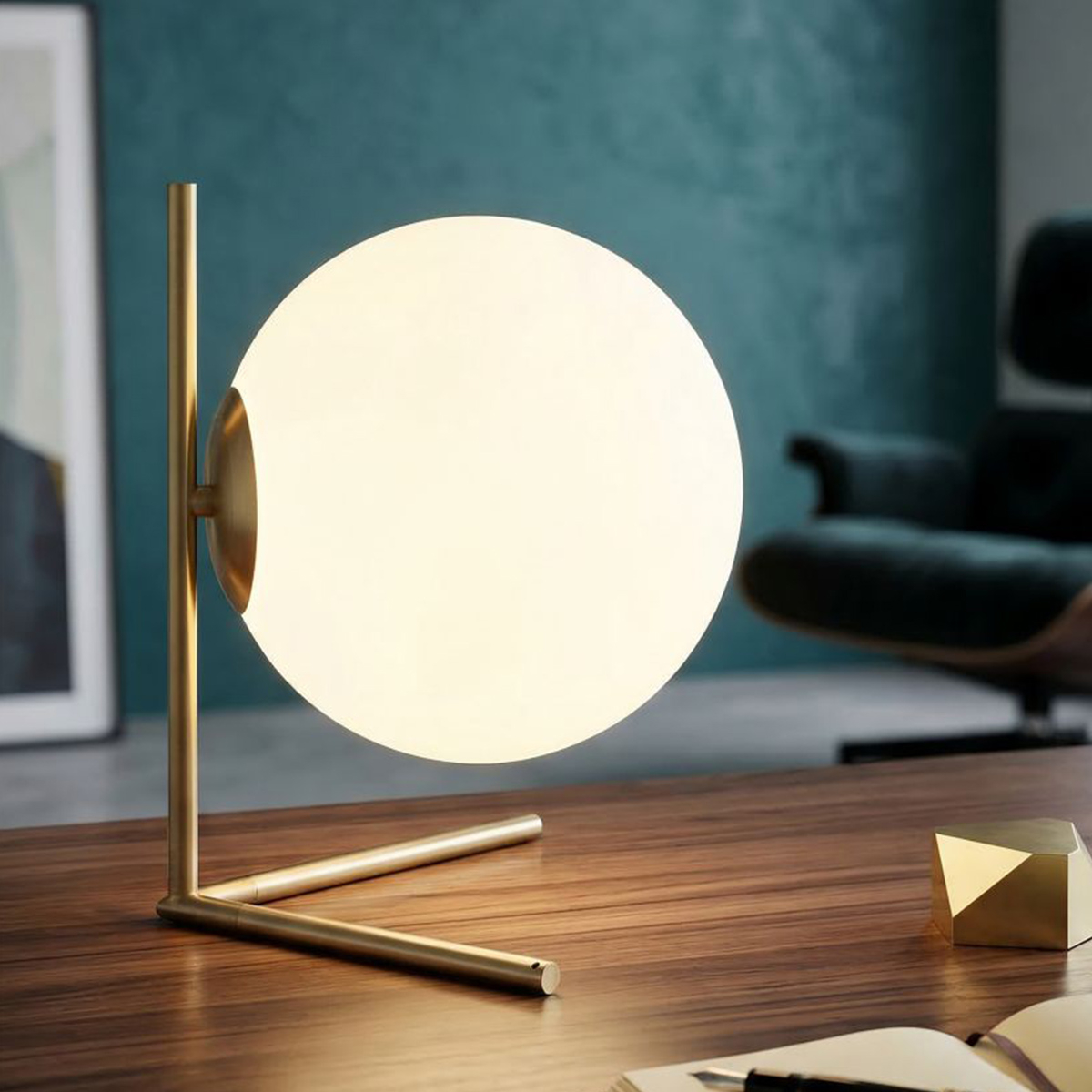 Glamy Low Metal and Vetro Sphere Table Lamp — 2