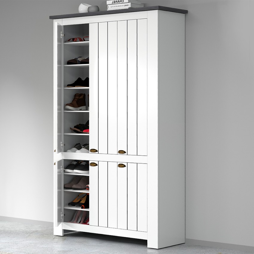 Large Multipurpose Shoe Cabinet 6 Doors White 114x42x200cm Elaisa — 8