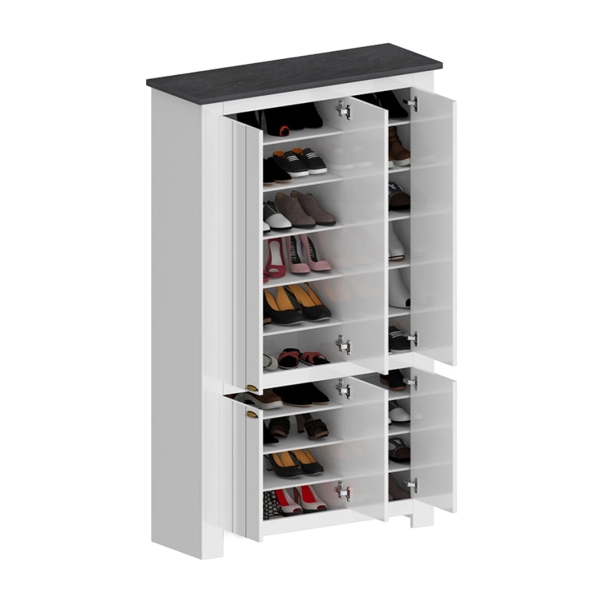 Large Multipurpose Shoe Cabinet 6 Doors White 114x42x200cm Elaisa — 6