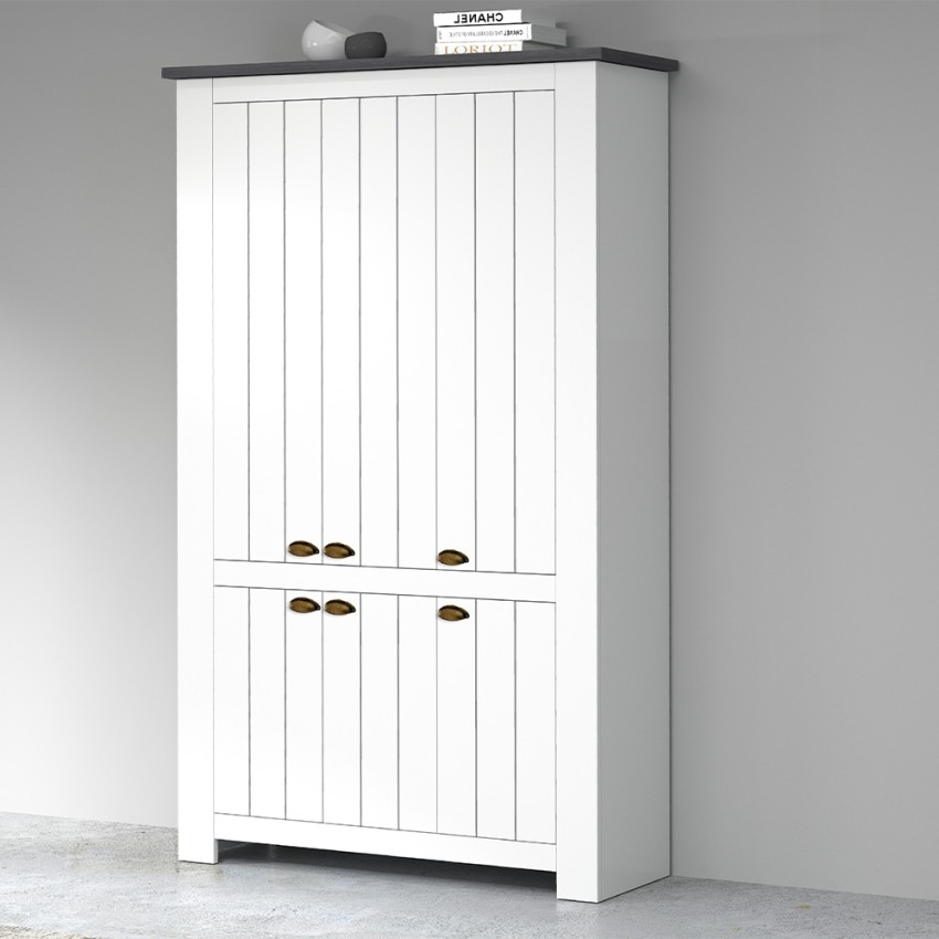 Large Multipurpose Shoe Cabinet 6 Doors White 114x42x200cm Elaisa — 7