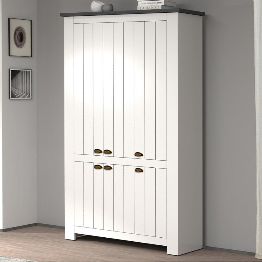 Large Multipurpose Shoe Cabinet 6 Doors White 114x42x200cm Elaisa — 2