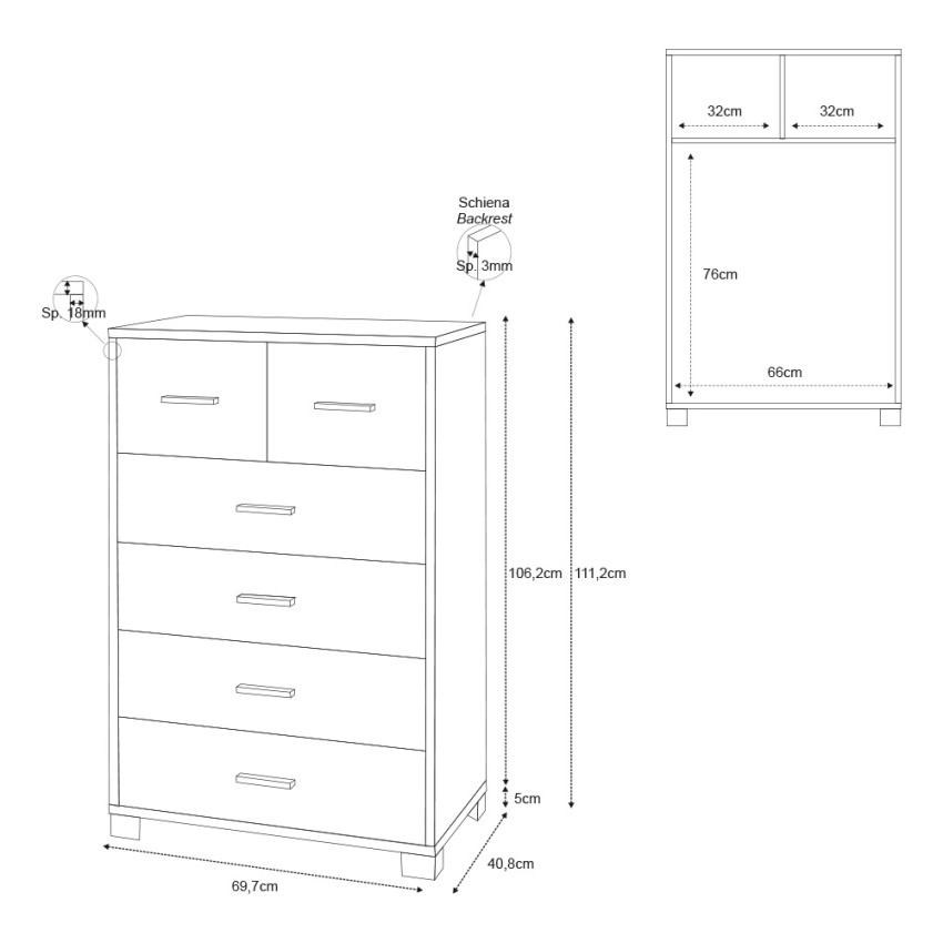 Modern 6 Drawer Chest for Bedroom and Living Room Sarmog Mera — 5