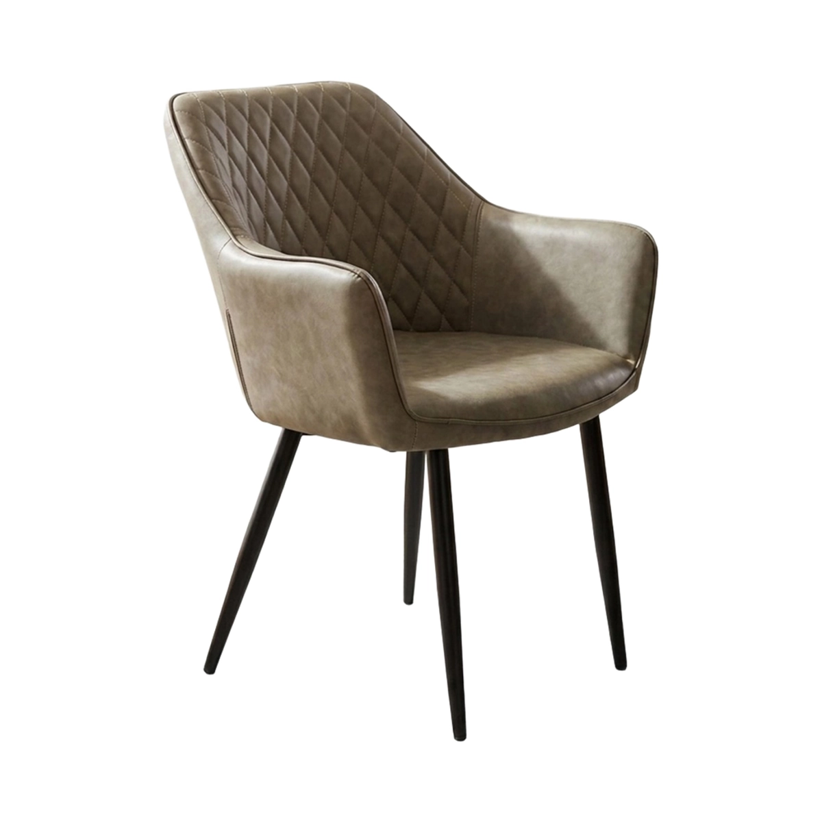 Modern faux leather and metal dining chair Sindy — 1