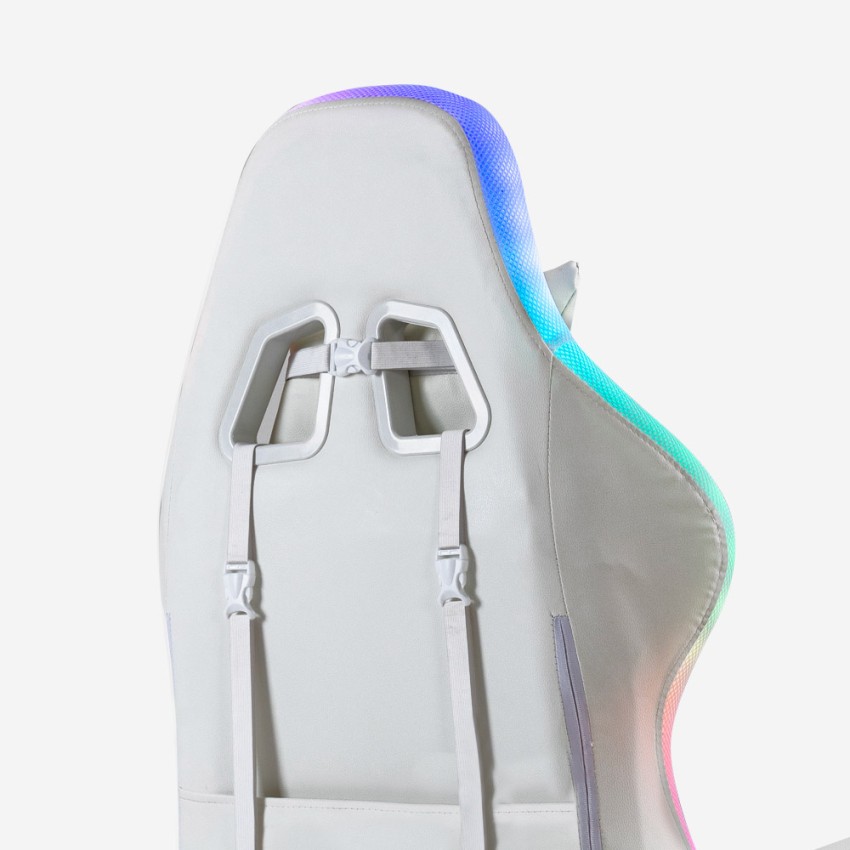Ergonomic White Gaming Chair with Massager and LED Lights Pixy Plus Egli — 9