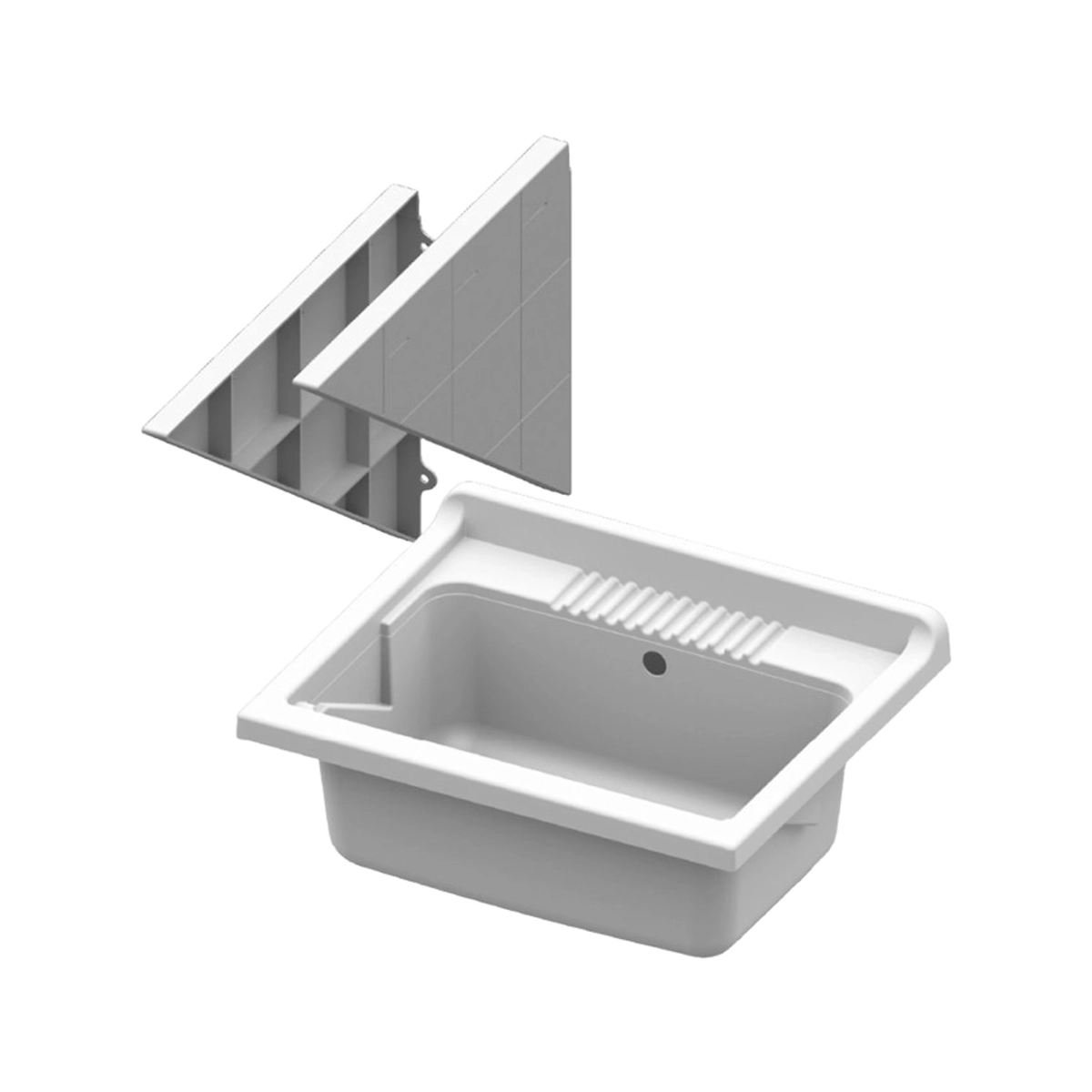 Wall-Mounted Laundry Sink in Resina with Brackets Eos 50 Mongardi — 3