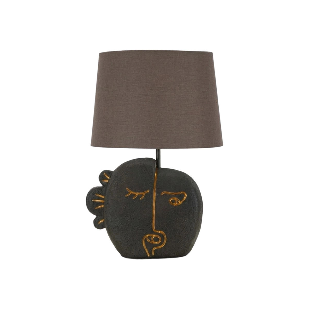 Tribal B Ethnic Resin Table Lamp with Fabric Shade — 1