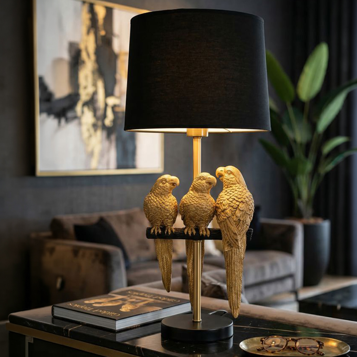 Table Lamp with Fabric Shade Pappagalli 63 Mauro Ferretti — 2