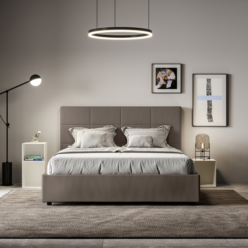Double Bed with Storage 160x190 Similpelle Mika Coffee — 3